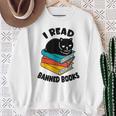 I Read Banned Books Tshirt Cat Reader Bookworm Women Sweatshirt Gifts for Old Women
