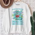 Reading Books Easily Distracted By Dragons And Books Sweatshirt Gifts for Old Women