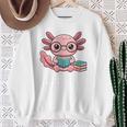 Readsalotl Axolotl Reading Cute Book Lover Bookworm Premium Tri-Blend Sweatshirt Gifts for Old Women