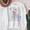 Red And Booked Coquette 4th Of July Book Lover Sweatshirt Gifts for Old Women
