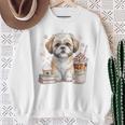 Shih Tzu Treats Books And Coffee Shih-Tzu For Dog Moms Premium Tri-Blend Sweatshirt Gifts for Old Women