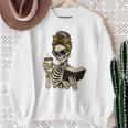Skeleton Girl Drinking Coffee And Reading Book Sweatshirt Gifts for Old Women