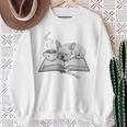 Sleepy Puppy On Open Book With Coffee For Readers Premium Tri-Blend Sweatshirt Gifts for Old Women