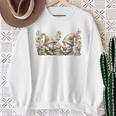 Teacher Gnome Motif Floral Stack Of Books Decor Cute Reading Sweatshirt Gifts for Old Women