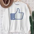 Thumbs Up Like Face Book Icon Sweatshirt Gifts for Old Women