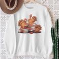 Turkey Reading Books Fall Thanksgiving Teacher Book Lovers Sweatshirt Gifts for Old Women
