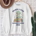 Unearth a Story Triceratops Dinosaur Reading Books Cute Dino Sweatshirt Gifts for Old Women