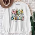 Wild About Reading Animal Bookworm Library Book Lover Reader Sweatshirt Gifts for Old Women