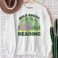 Wild About Reading Books Rhino Pig And Crocodile Sweatshirt Gifts for Old Women