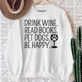 Women's Drink Wine Read Books Pet Dogs Book Lover Dog Mom Sweatshirt Gifts for Old Women