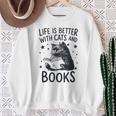 Women's Life Is Better With Cats And Books Cat Sweatshirt Gifts for Old Women