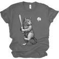 Cute Kitten Playing Baseball Hitter Bat Cool Baseball Cat Unisex Jersey T-Shirt