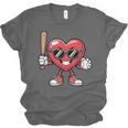 Valentines Day Heart Playing Baseball Boys Men Kids Girls Unisex Jersey T-Shirt