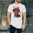 Dachshund Valentines Day Wiener Dog Lover Weenie Heart Raglan Baseball Tee Unisex Jersey T-Shirt