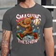 Baseball Player Christmas Gingerbread Smashing Through Snow Unisex Jersey T-Shirt Baseball Player Christmas Gingerbread Smashing Through Snow Unisex Jersey T-Shirt