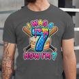 Blue Checkered I Was 6 Now I'm 7 Birthday Cake Baseball Drip Unisex Jersey T-Shirt