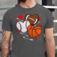 Cute Heart Baseball Basketball Football Valentine Boy Men Unisex Jersey T-Shirt