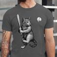 Cute Kitten Playing Baseball Hitter Bat Cool Baseball Cat Unisex Jersey T-Shirt