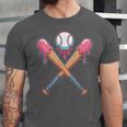 Dripping Pink Baseball Crossed Bats Summer Unisex Jersey T-Shirt Dripping Pink Baseball Crossed Bats Summer Unisex Jersey T-Shirt