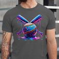 Neon Dripping Baseball And Bats Colorful Sports Art Unisex Jersey T-Shirt Neon Dripping Baseball And Bats Colorful Sports Art Unisex Jersey T-Shirt