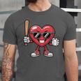 Valentines Day Heart Playing Baseball Boys Men Kids Girls Unisex Jersey T-Shirt