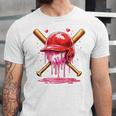 Boys Valentine Day Baseball Helmet Drip Ice-Cream Youth Kids Unisex Jersey T-Shirt