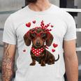 Dachshund Valentines Day Wiener Dog Lover Weenie Heart Raglan Baseball Tee Unisex Jersey T-Shirt