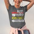 Women's Hit Hard Run Fast Turn Left Baseball Quote Fan Coach Unisex Jersey T-Shirt Women's Hit Hard Run Fast Turn Left Baseball Quote Fan Coach Unisex Jersey T-Shirt