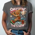 Baseball Player Christmas Gingerbread Smashing Through Snow Unisex Jersey T-Shirt Baseball Player Christmas Gingerbread Smashing Through Snow Unisex Jersey T-Shirt