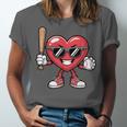 Valentines Day Heart Playing Baseball Boys Men Kids Girls Unisex Jersey T-Shirt