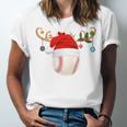 Baseball Christmas Reindeer Santa Hat Sports Player Xmas Unisex Jersey T-Shirt