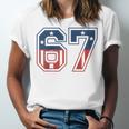 Number 67 USA Raglan Baseball Tee Unisex Jersey T-Shirt Number 67 USA Raglan Baseball Tee Unisex Jersey T-Shirt