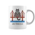 San Francisco Cat Golden Gate Bridge Book Lover Coffee Mug White