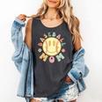 Groovy Retro Floral Happy Smiling Face Baseball Mom Comfort Colors Tank Top Pepper Groovy Retro Floral Happy Smiling Face Baseball Mom Comfort Colors Tank Top Pepper