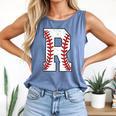 Baseball Alphabet Monogram Initial Letter R Comfort Colors Tank Top Blue Jean