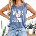 Baseball Mom Quote I Teach My Kids To Hit And Steal Comfort Colors Tank Top Blue Jean Baseball Mom Quote I Teach My Kids To Hit And Steal Comfort Colors Tank Top Blue Jean