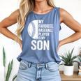 Cute Favorite Baseball Player Is My Son Women Men Comfort Colors Tank Top Blue Jean