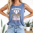 My Favorite Catcher Calls Me Mom Catcher Baseball Mom Heart Comfort Colors Tank Top Blue Jean