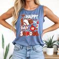 Happy 100 Days Of School Baseball Football PE Teacher Comfort Colors Tank Top Blue Jean