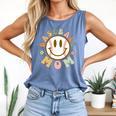 Happy Baseball Mom Groovy Retro Floral Smiling Face Comfort Colors Tank Top Blue Jean Happy Baseball Mom Groovy Retro Floral Smiling Face Comfort Colors Tank Top Blue Jean