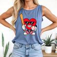 Heart Playing Baseball Valentines Day Comfort Colors Tank Top Blue Jean