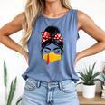 Messy Bun Baseball Mom Turkey Face Matching Thanksgiving Comfort Colors Tank Top Blue Jean