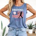 Proud Baseball MOM USA American Flag Family Game Day Comfort Colors Tank Top Blue Jean