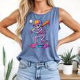 Skelton Playing Baseball Halloween Baseball Drip Boys Kids Comfort Colors Tank Top Blue Jean