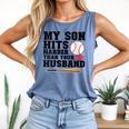 My Son Hits Harder Than Your Husband Baseball Mom Comfort Colors Tank Top Blue Jean My Son Hits Harder Than Your Husband Baseball Mom Comfort Colors Tank Top Blue Jean