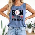 My Son Throws Harder Than Your Husband Baseball Mom Comfort Colors Tank Top Blue Jean My Son Throws Harder Than Your Husband Baseball Mom Comfort Colors Tank Top Blue Jean