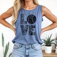 Women's Baseball Softball Baseball Mom LOVE Baseball Comfort Colors Tank Top Blue Jean