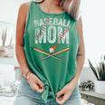Baseball Mom Crossed Bats With Ball On Fire Distressed Comfort Colors Tank Top Violet