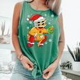 Christmas Gingerbread Man Baseball Player Catcher Comfort Colors Tank Top Violet