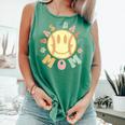 Groovy Retro Floral Happy Smiling Face Baseball Mom Comfort Colors Tank Top Violet Groovy Retro Floral Happy Smiling Face Baseball Mom Comfort Colors Tank Top Violet